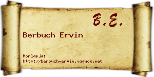 Berbuch Ervin névjegykártya