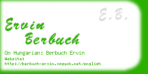 ervin berbuch business card